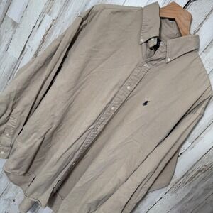 Polo Ralph Lauren Tan Cream Button Down Shirt Blake USA Mens XL